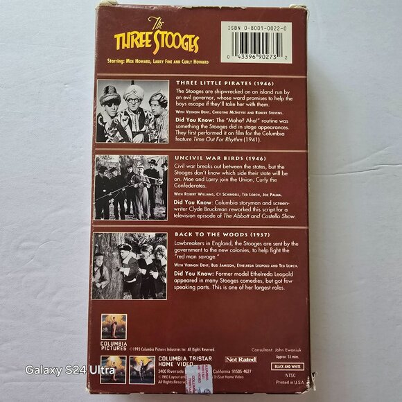 The Three Stooges Three Little Pirates VHS Includes Uncivil War Birds & Back - Picture 8 of 11